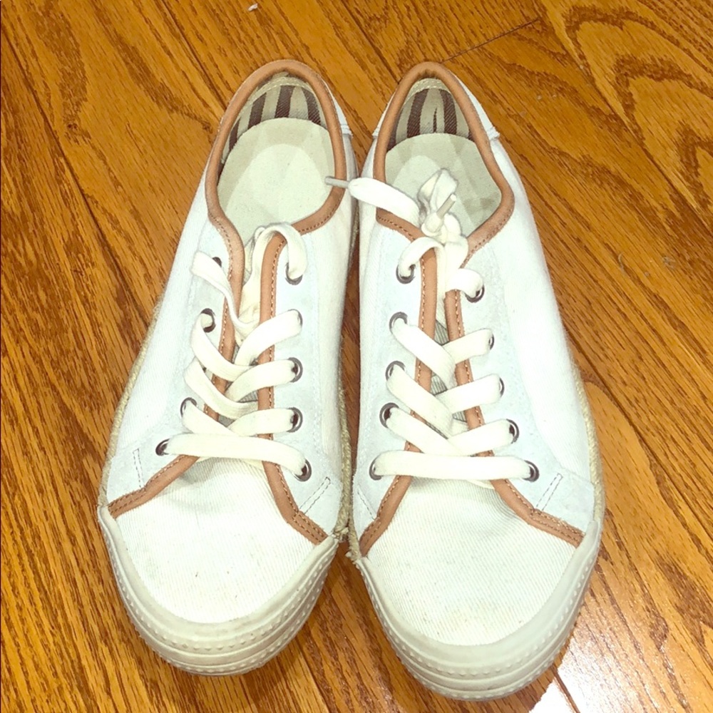 Aldo white tan sneakers.